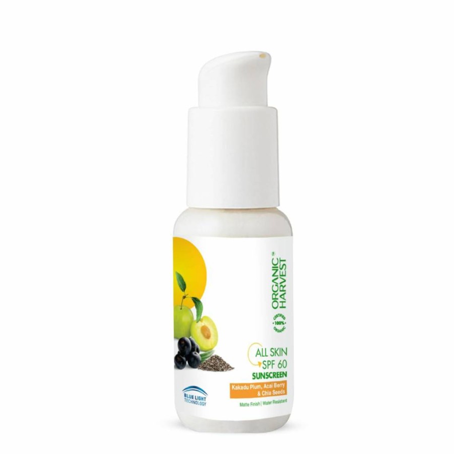 Organic Harvest SPF 60 Sunscreen for Women & Men – UVA/UVB & Blue Light Protection, 100% Certified Organic, Paraben & Sulphate Free, 100g