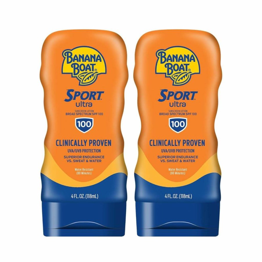 Banana Boat Sport Ultra SPF 100 Sunscreen Lotion & SPF 50 Spray Twin Pack – 2-Piece Sunscreen Bundle for Active Outdoor Protection