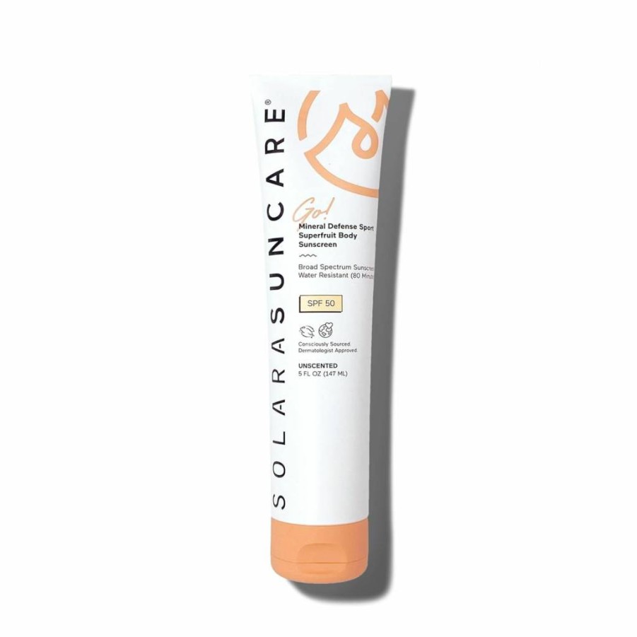SOLARA SUNCARE Go! Mineral Defense SPF 50 Body Sunscreen - Vegan, Reef-Safe, Water-Resistant, Unscented for Sensitive Skin (5 Fl Oz) | EWG Verified & Cruelty-Free