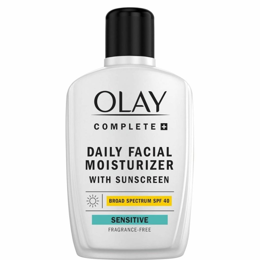 Olay Complete+ Sensitive Skin Face Moisturizer with SPF 40 Sunscreen, Fragrance-Free & No White Cast, Broad Spectrum Protection with Ceramides, 6 Oz