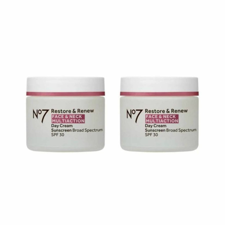 No7 Restore & Renew Multi-Action Face & Neck Cream with SPF 30 – Anti-Aging Moisturizer for Firming & Hydrating Skin, Infused with Hyaluronic Acid, Peptides & Ceramides (1.69 Oz)