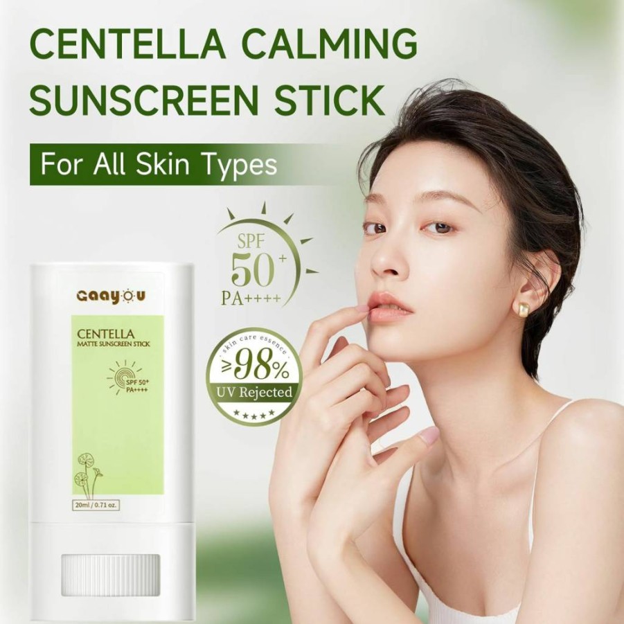 Gaayou Sunscreen Stick SPF50+ PA++++ Korean Sun Block for Face & Body, Centella Asiatica, Non-Greasy, No White Cast, Matte Finish, Soothing & Moisturizing