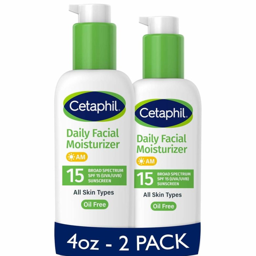 Cetaphil Daily Facial Moisturizer SPF 15 for Dry to Normal Skin, Fragrance-Free, 4 Oz (Pack of 2) – Packaging May Vary