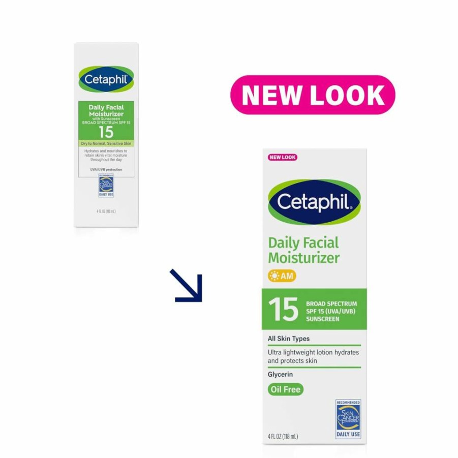 Cetaphil Daily Facial Moisturizer SPF 15 for Dry to Normal Skin, Fragrance-Free, 4 Oz (Pack of 2) – Packaging May Vary