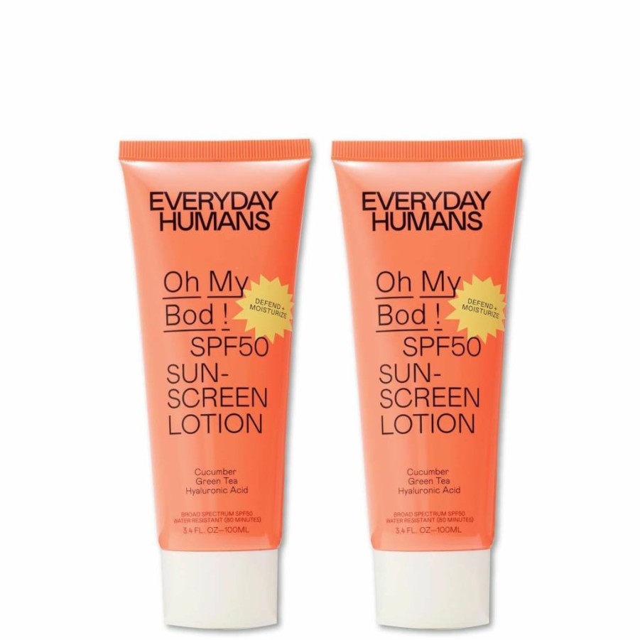 EVERYDAY HUMANS Oh My Bod SPF50 Sunscreen Lotion 3.4oz - Broad Spectrum UVA/UVB Protection, Lightweight, Water Resistant, Oxybenzone-Free, Non-Stinging, Travel-Friendly