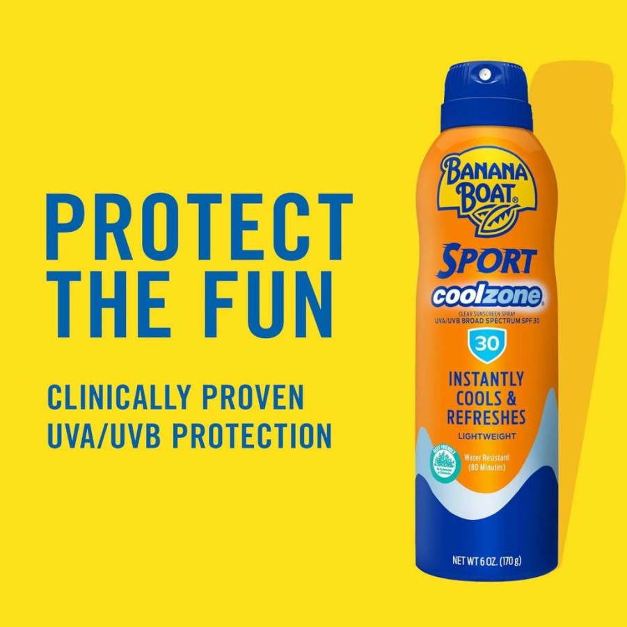 Banana Boat Sport Cool Zone SPF 50 Sunscreen Spray Twin Pack – Oxybenzone-Free, Water-Resistant, 6 oz Each (2-Pack)