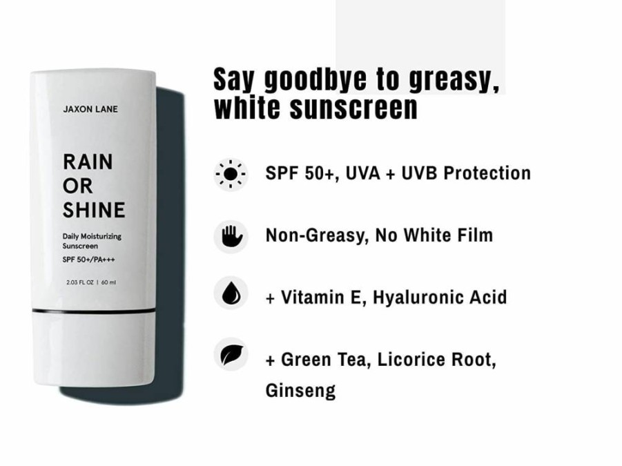 JAXON LANE SPF 50 Face Sunscreen for Anti-Aging – Green Tea, Hyaluronic Acid, Vitamin E, Ginseng & Licorice Root Extract, Fragrance-Free Moisturizer, 2.03 Oz