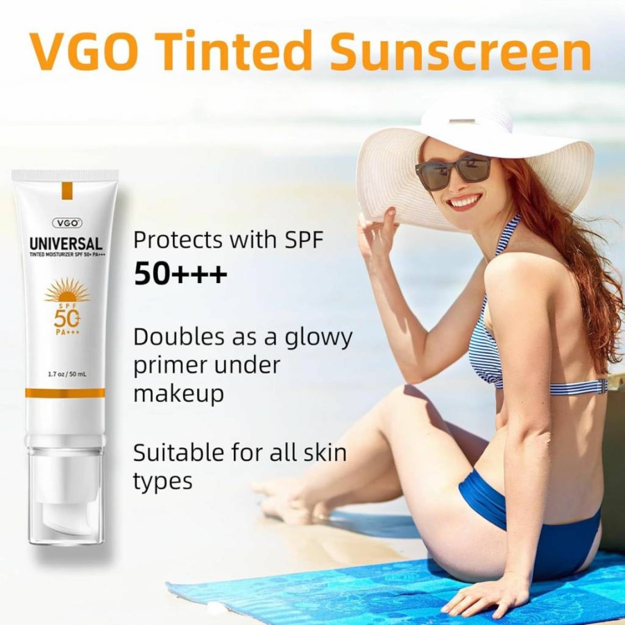 VGO Clear Face Sunscreen SPF 50 – Hydrating Sun Essence for UVA/UVB Protection, Non-Sticky & Travel Size (50ml / 1.7oz)