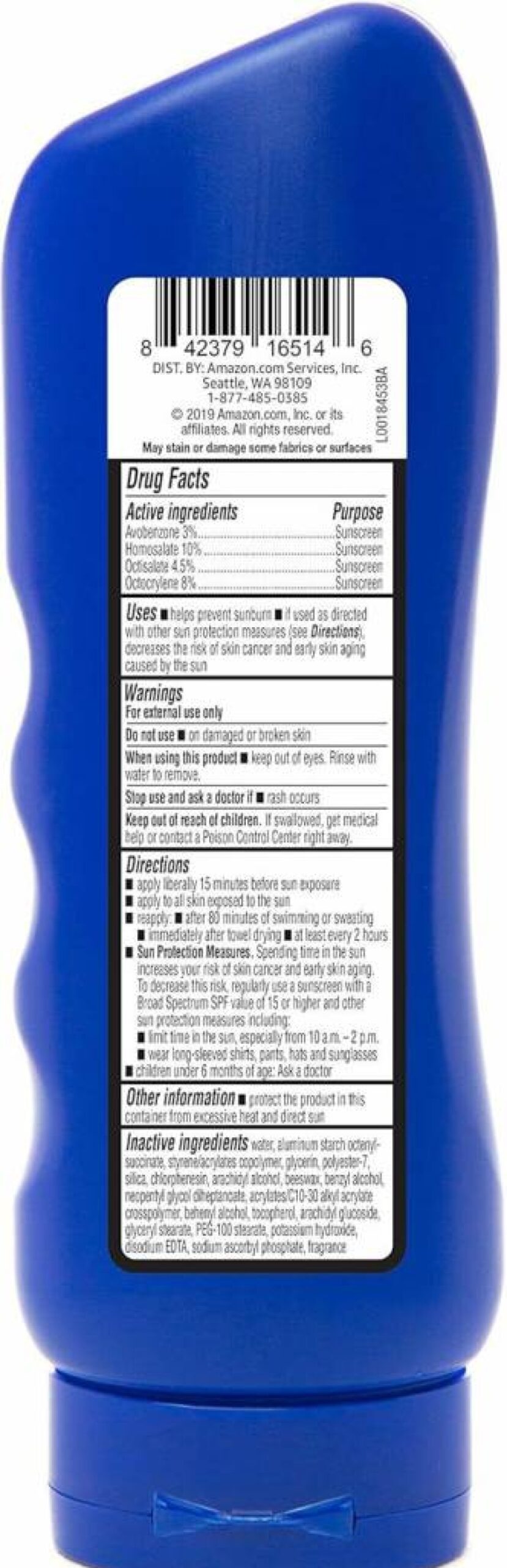 Solimo Unscented Sunscreen Lotion SPF 30, 6-Pack (8 Fl Oz Each), Reef-Safe, No Octinoxate or Oxybenzone, Broad Spectrum UVA/UVB Protection