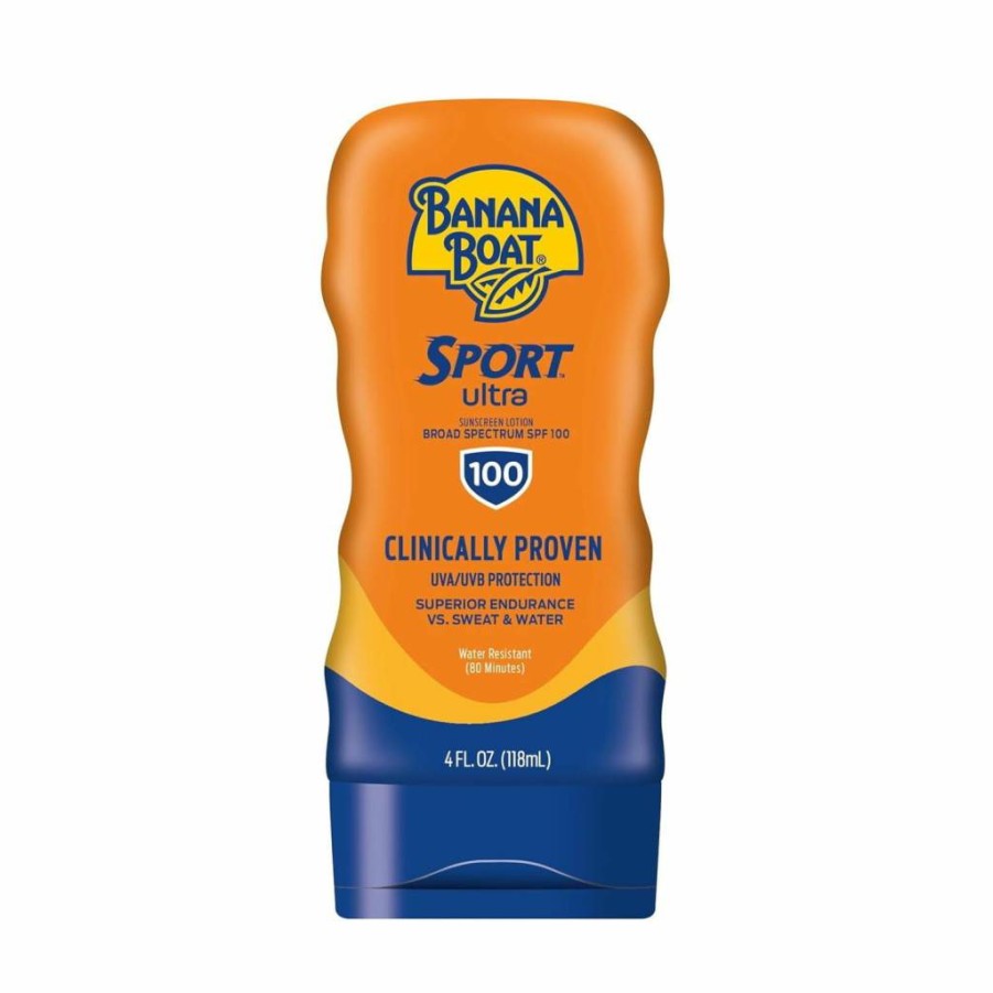 Banana Boat Sport Performance Sunscreen SPF 100 – Water-Resistant, Broad Spectrum UVA/UVB Protection, 4 oz Lotion for Active Outdoor Use