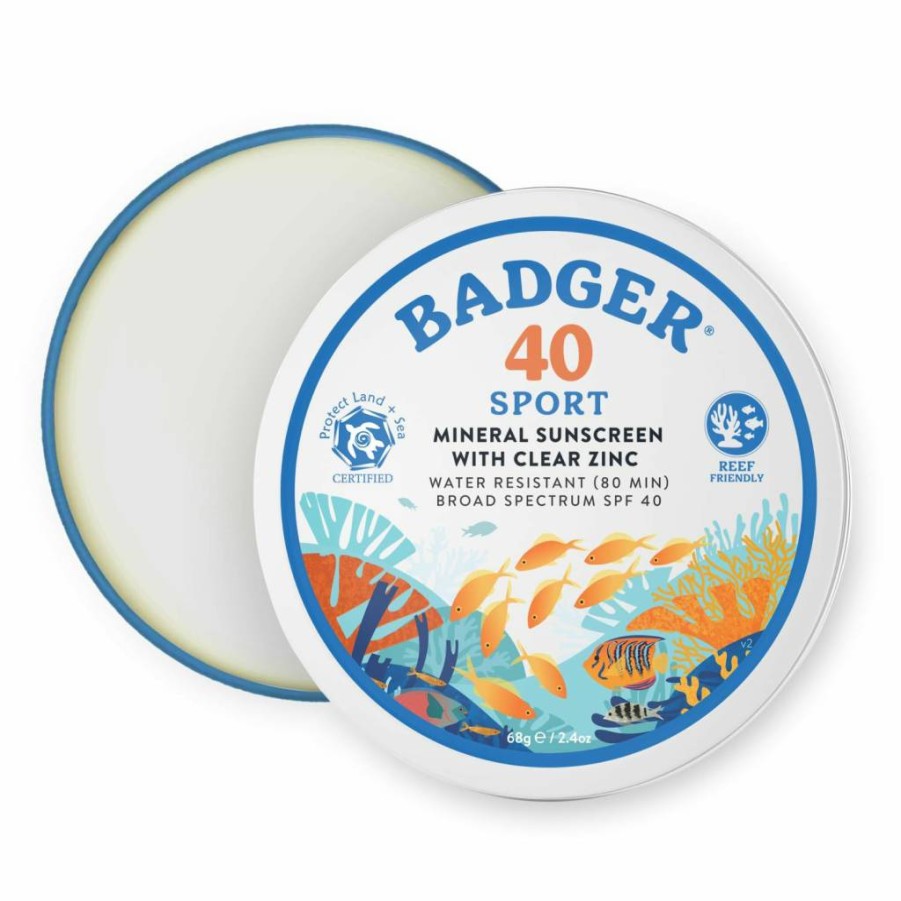 Badger Mineral Sunscreen SPF 40, Reef Safe & Water Resistant, 98% Organic, Unscented, 2.9 Fl Oz 2-Pack, Hawaii & Mexico Approved
