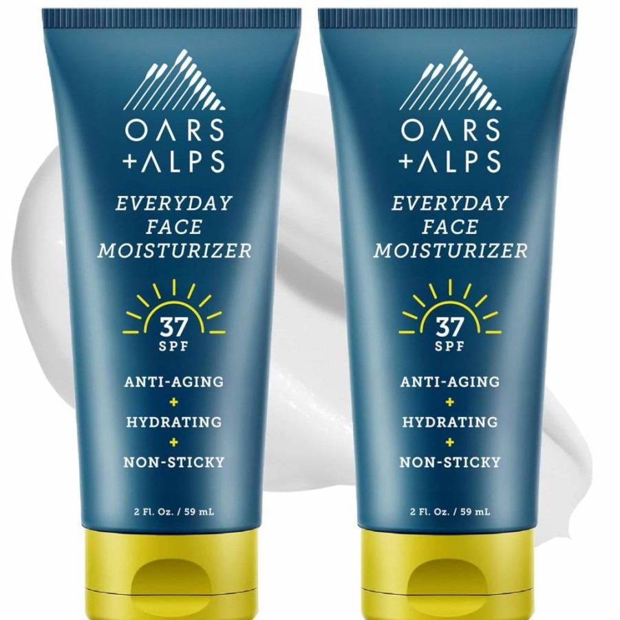 Oars + Alps SPF 37 Anti-Aging Face & Body Sunscreen with Hyaluronic Acid, Vitamin E, B5 - Water Resistant, No White Cast, 2oz Travel Size