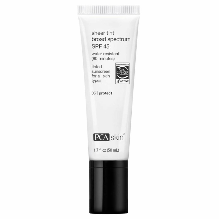 PCA SKIN Sheer Tint Broad Spectrum SPF 45 Tinted Sunscreen - Hydrating, Water-Resistant, Universal Shade for Face, Wear Alone or Under Makeup, 1.7 Fl Oz