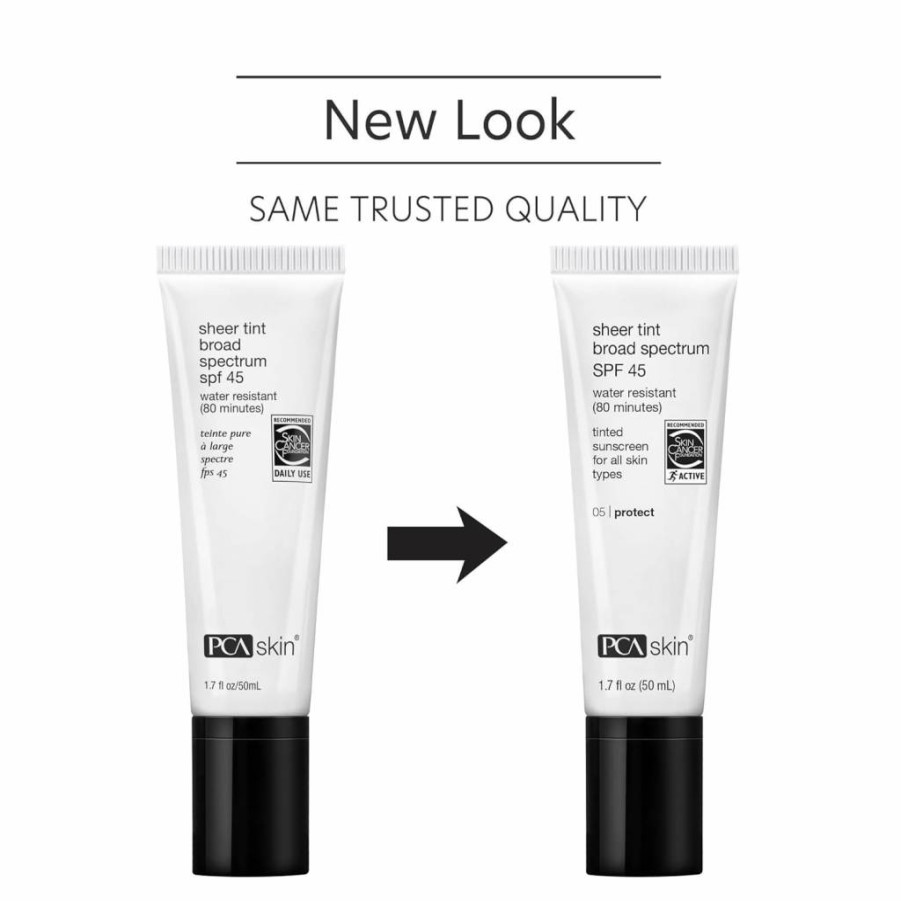 PCA SKIN Sheer Tint Broad Spectrum SPF 45 Tinted Sunscreen - Hydrating, Water-Resistant, Universal Shade for Face, Wear Alone or Under Makeup, 1.7 Fl Oz
