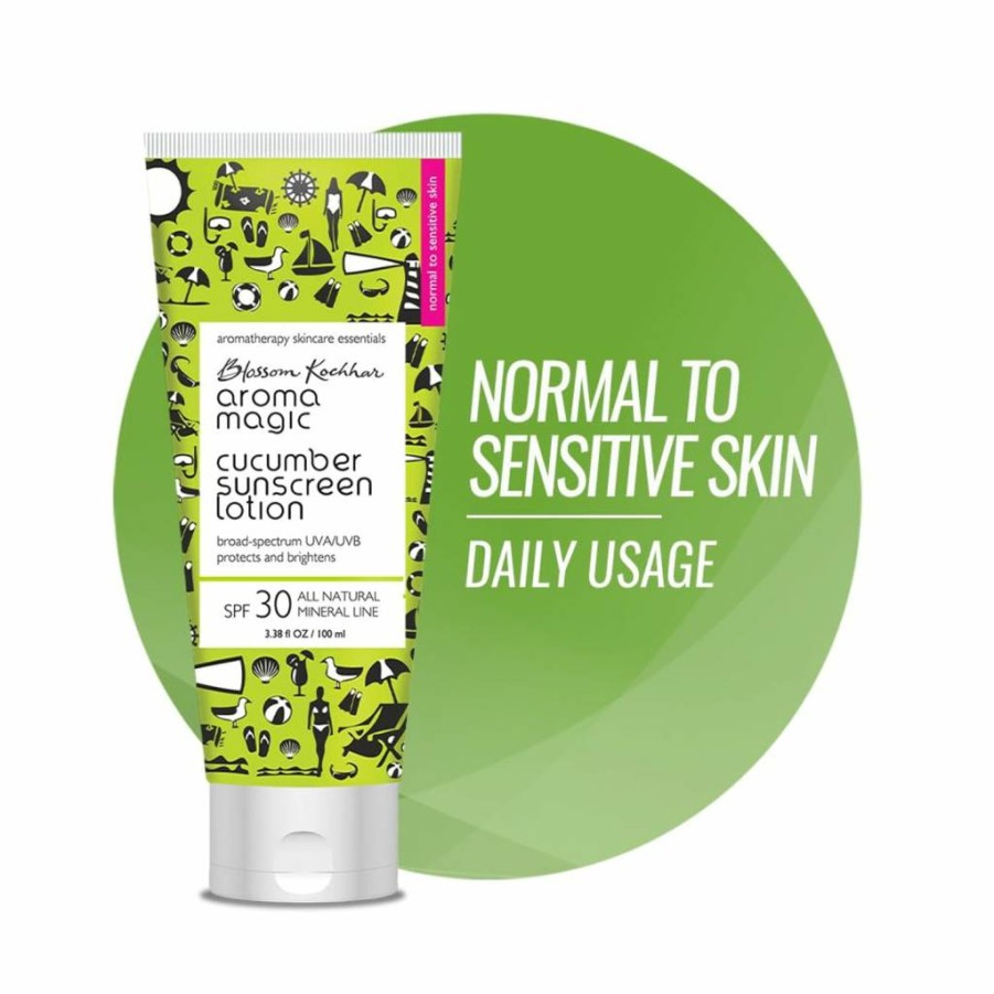 Aroma Magic Cucumber SPF 30 Mineral Sunscreen Lotion | Non-Nano Zinc Oxide | Broad Spectrum UVA/UVB Protection | Soothing & Cooling for Sensitive Skin | 100ml (3.38 Fl Oz)