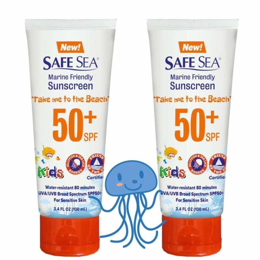 SAFE SEA Kids SPF50+ Sunscreen for Sensitive Skin – Travel Size 3.4 Oz, Coral Reef Safe, Anti-Jellyfish & Sea Lice Sting Protection