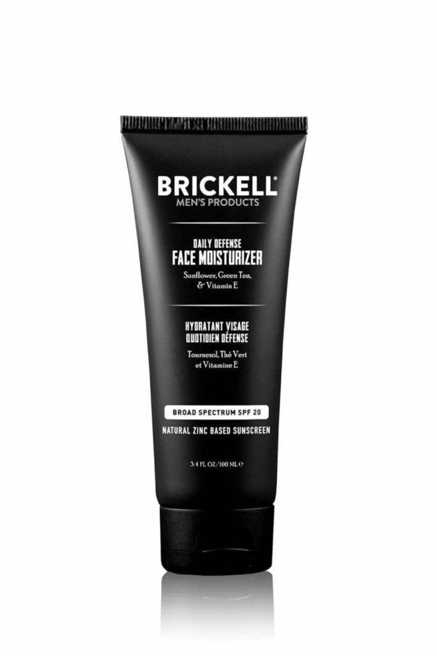 Brickell Men's Daily Defense SPF 20 Face Moisturizer, Natural & Organic Mineral Sunscreen with Zinc Oxide, Hydrates & Protects Skin from UVA/UVB Rays, Unscented, 3.4 oz
