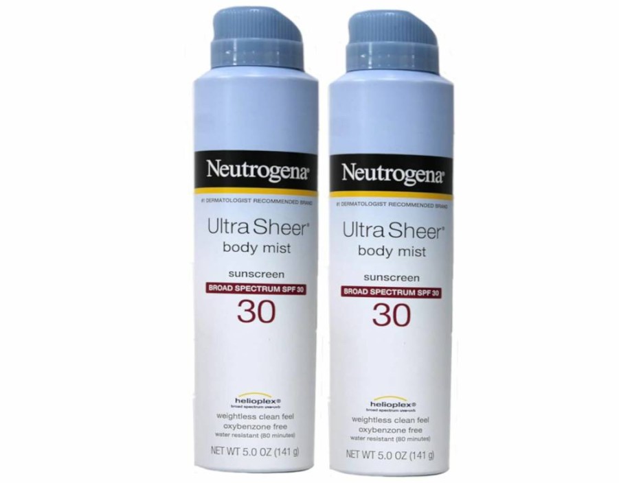 Neutrogena Ultra Sheer Body Mist Sunscreen Spray SPF 30, Broad Spectrum, Lightweight, Water Resistant, Oil-Free, Non-Comedogenic, 5 Oz (Pack of 2)