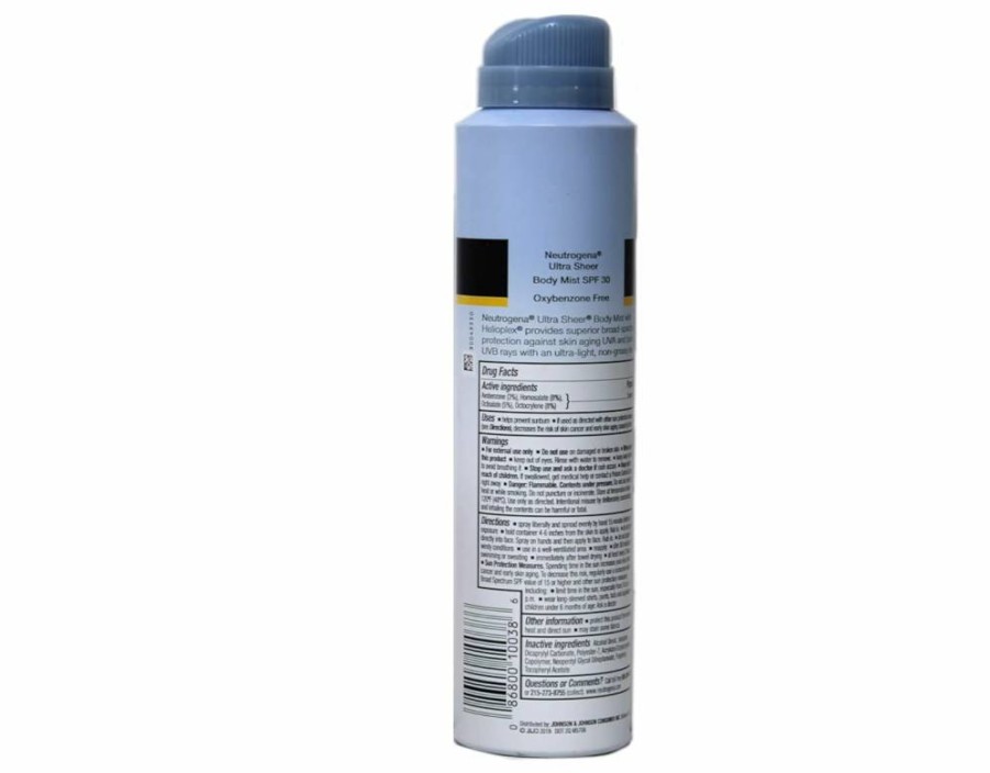 Neutrogena Ultra Sheer Body Mist Sunscreen Spray SPF 30, Broad Spectrum, Lightweight, Water Resistant, Oil-Free, Non-Comedogenic, 5 Oz (Pack of 2)