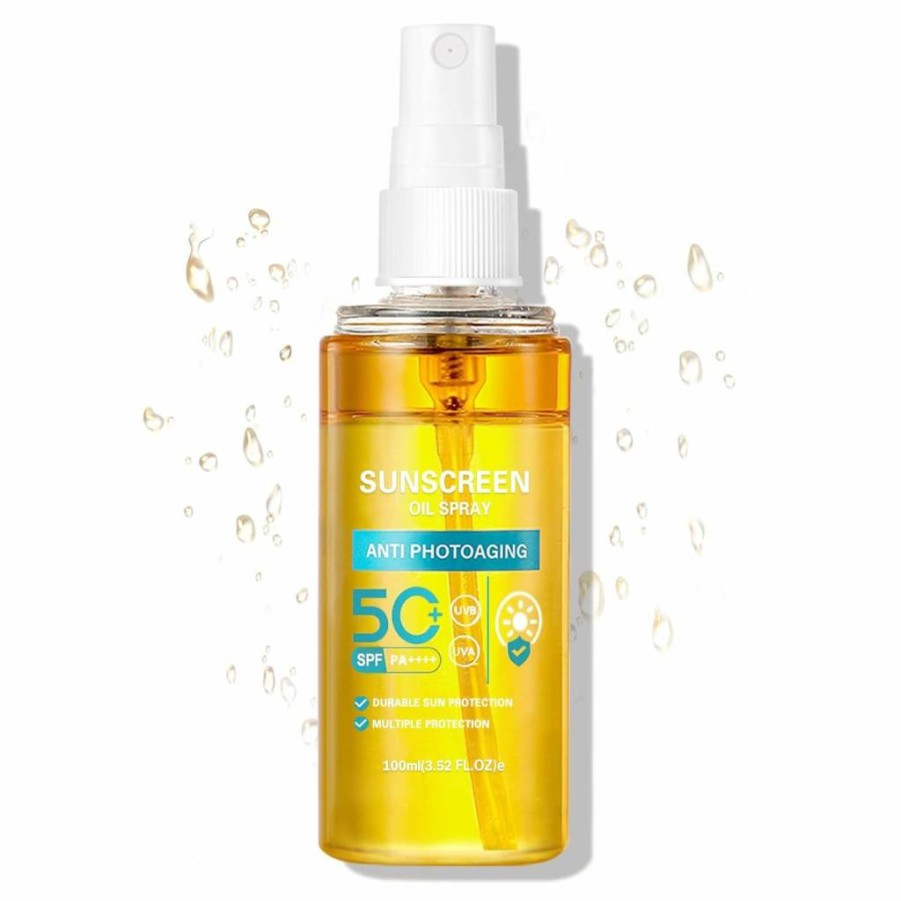 QIUFSSE SPF 50 Sunscreen Body Oil Spray – Lightweight Hydrating Glow Mist, Refreshing Sun Protection for All Skin Types