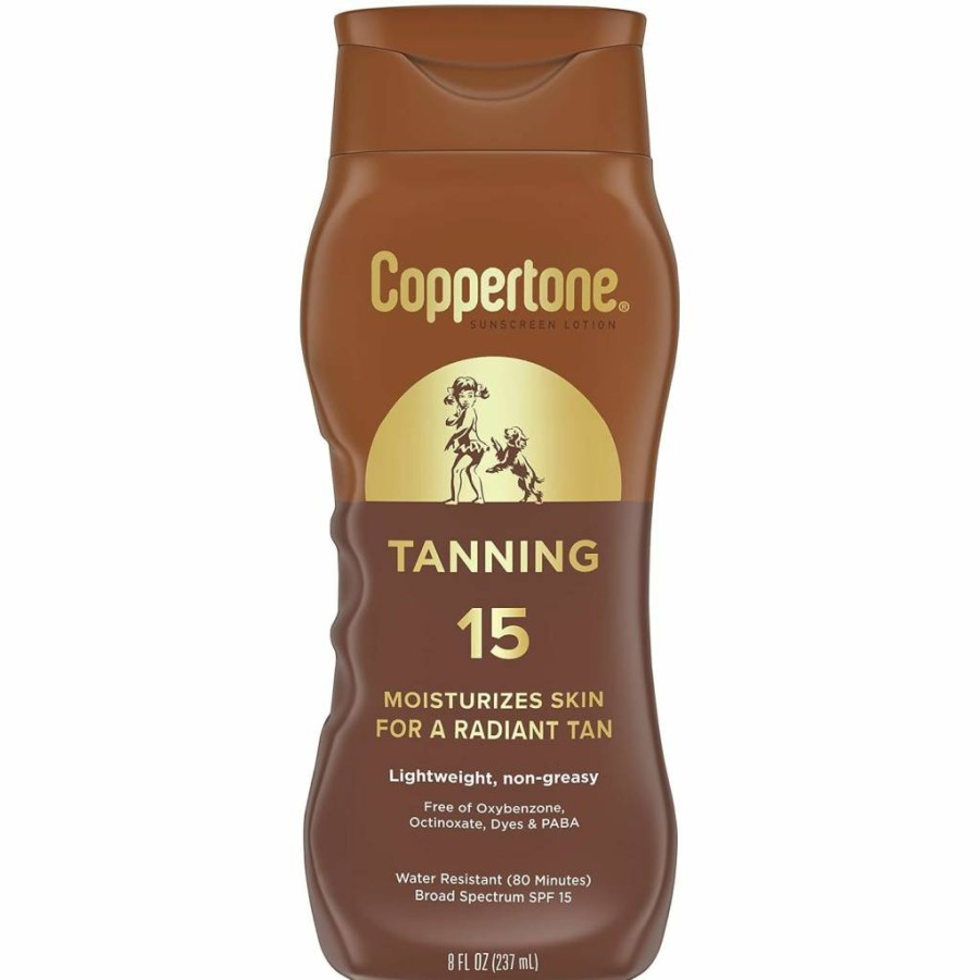 Coppertone SPF 15 Broad Spectrum Tanning Sunscreen Lotion – 8 Fl Oz UVA/UVB Protection