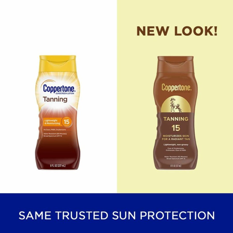Coppertone SPF 15 Broad Spectrum Tanning Sunscreen Lotion – 8 Fl Oz UVA/UVB Protection
