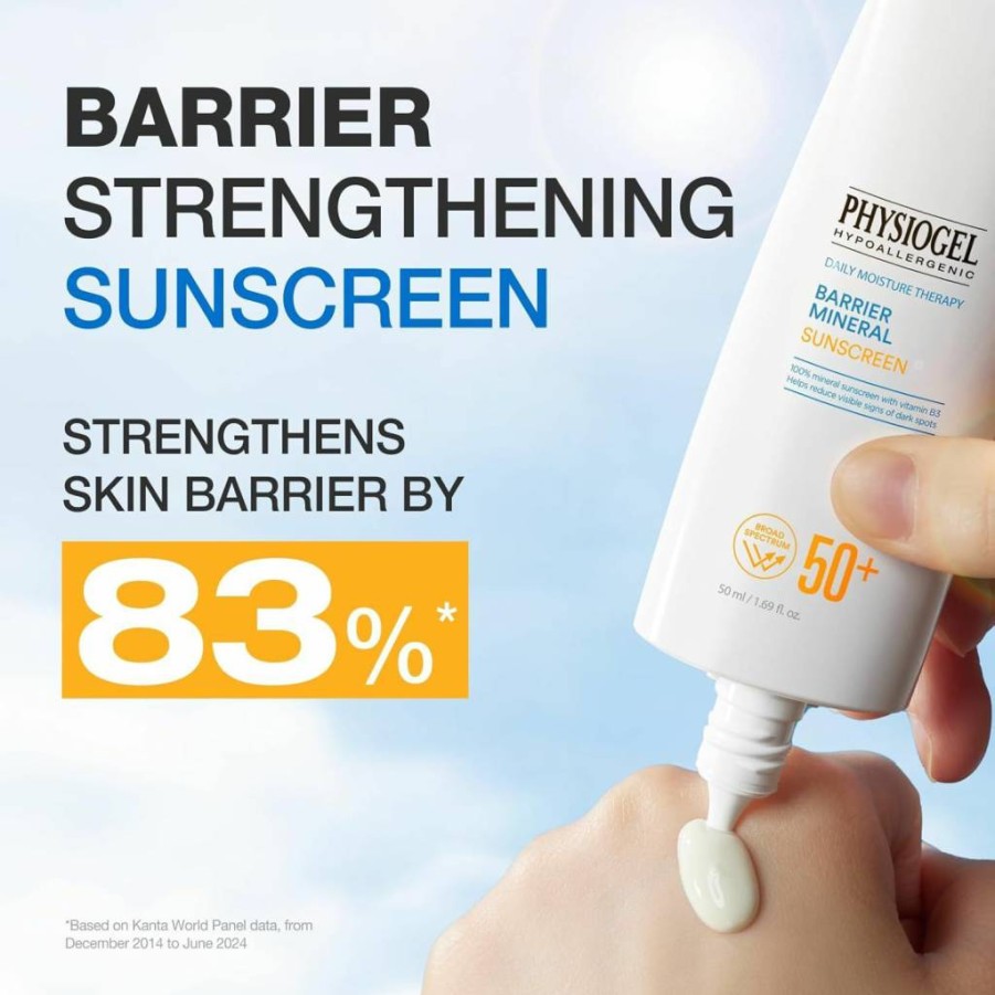 PHYSIOGEL Lightweight Moisturizing Sunscreen SPF 50+ for Sensitive Skin, Broad Spectrum, Water Resistant, Reef Safe, Paraben-Free, Dermatologist Tested Korean Skincare
