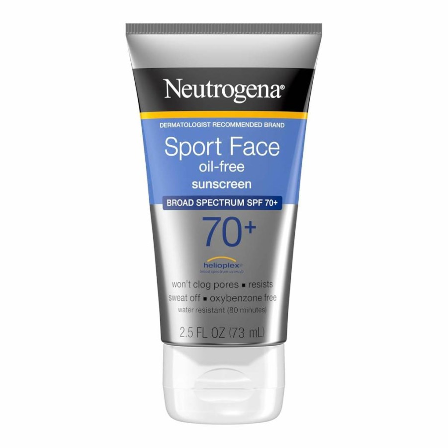 Neutrogena Sport Face Sunscreen SPF 70+, Oil-Free & Sweat-Resistant, 2.5 Fl Oz Broad-Spectrum UVA/UVB Protection, Oxybenzone-Free, Nourishes Skin
