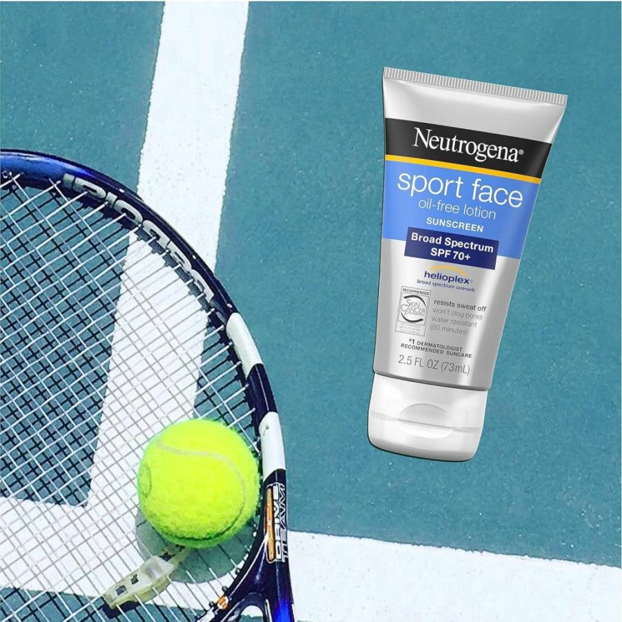 Neutrogena Sport Face Sunscreen SPF 70+, Oil-Free & Sweat-Resistant, 2.5 Fl Oz Broad-Spectrum UVA/UVB Protection, Oxybenzone-Free, Nourishes Skin
