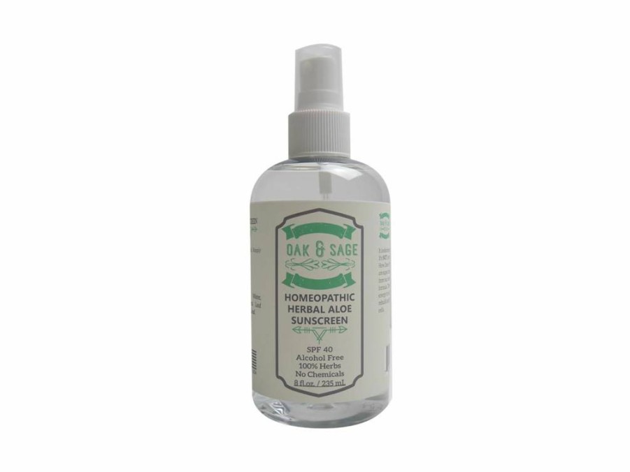 OAK & SAGE Natural Herbal Sunscreen SPF 40 - Unscented, Non-Sticky, Alcohol-Free & Chemical-Free - 8 Oz Vegan Sunscreen with Aloe