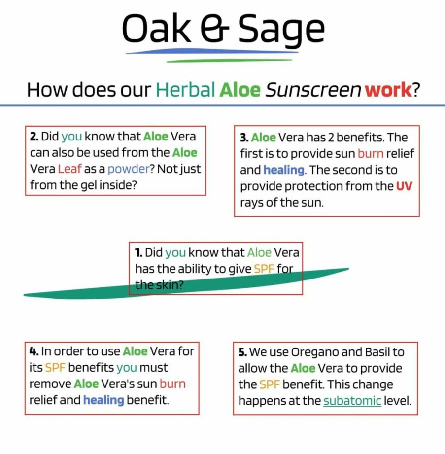 OAK & SAGE Natural Herbal Sunscreen SPF 40 - Unscented, Non-Sticky, Alcohol-Free & Chemical-Free - 8 Oz Vegan Sunscreen with Aloe