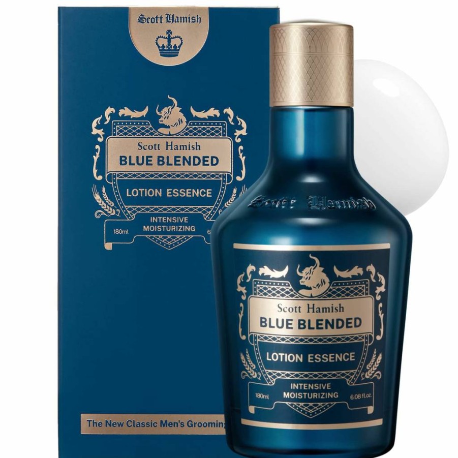 Scott Hamish Anti Aging Face Moisturizer for Men - Blue Blended Lotion Essence with Hyaluronic Acid & Amino Acid, Wrinkle Reduction & Firming, 6.09 Fl Oz
