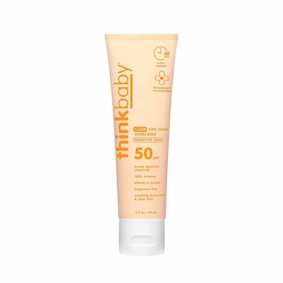 Thinkbaby SPF 50 Mineral Sunscreen for Babies & Sensitive Skin – 3 oz, Broad Spectrum UVA/UVB Protection, Water-Resistant, Reef Safe, Vegan, Non-Toxic Zinc Oxide Sunblock