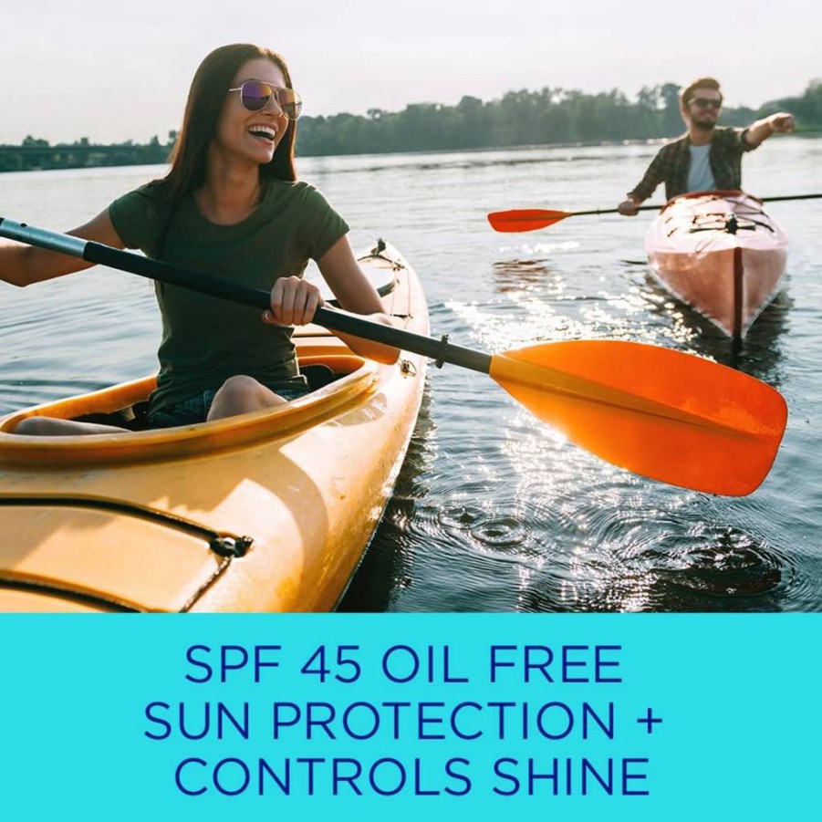 Coppertone Oil-Free Face Sunscreen SPF 45, Non-Comedogenic & Fragrance-Free, Shine Control Lotion for All Skin Tones, 2.5 oz Lightweight Formula