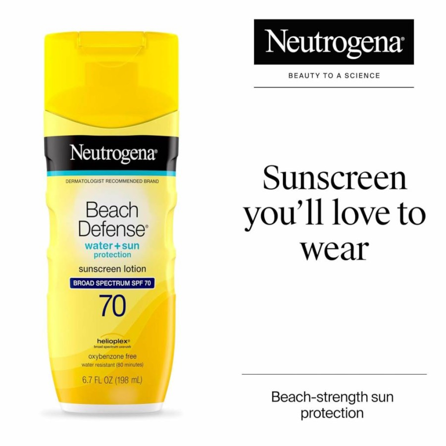 Neutrogena Beach Defense SPF 70 Sunscreen Lotion - 6.7 oz, Oil-Free, Fast-Absorbing, Oxybenzone-Free for Face & Body