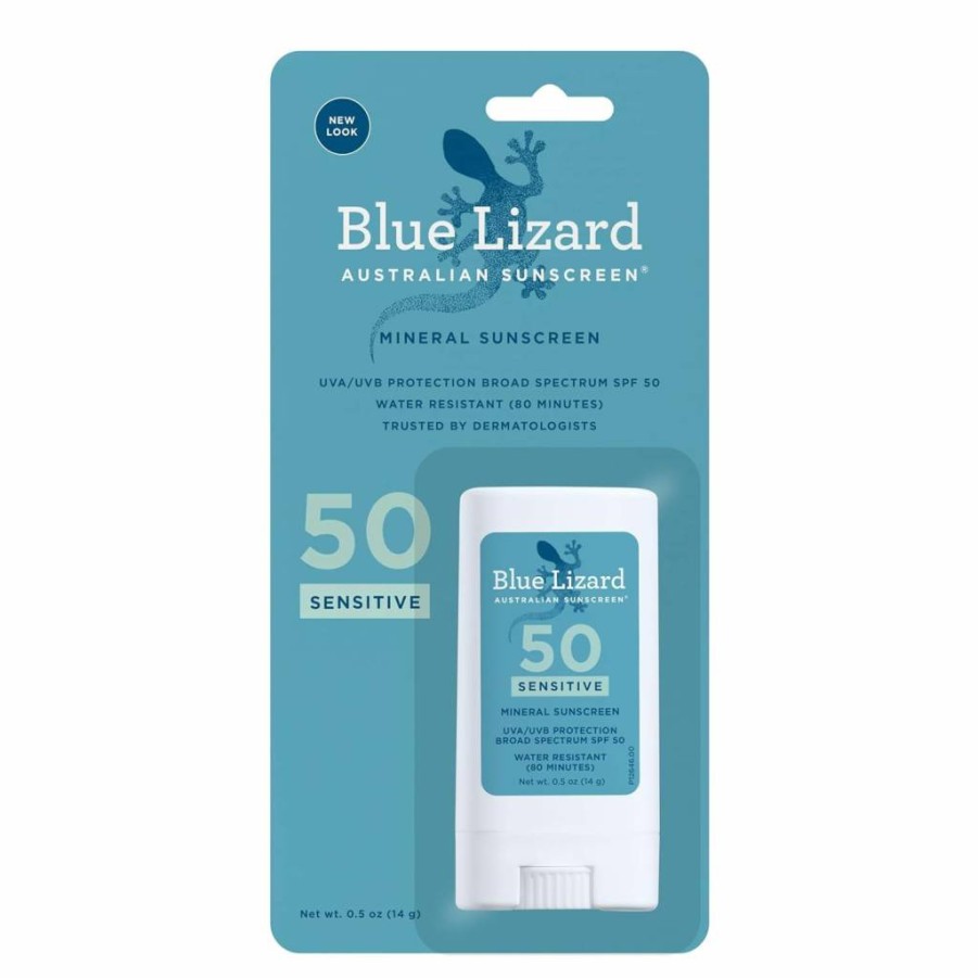 Blue Lizard Sensitive Mineral Sunscreen Stick SPF 50+ (3 Pack) – 0.5 Oz Each – Australian Formula, Fragrance-Free, Reef-Safe