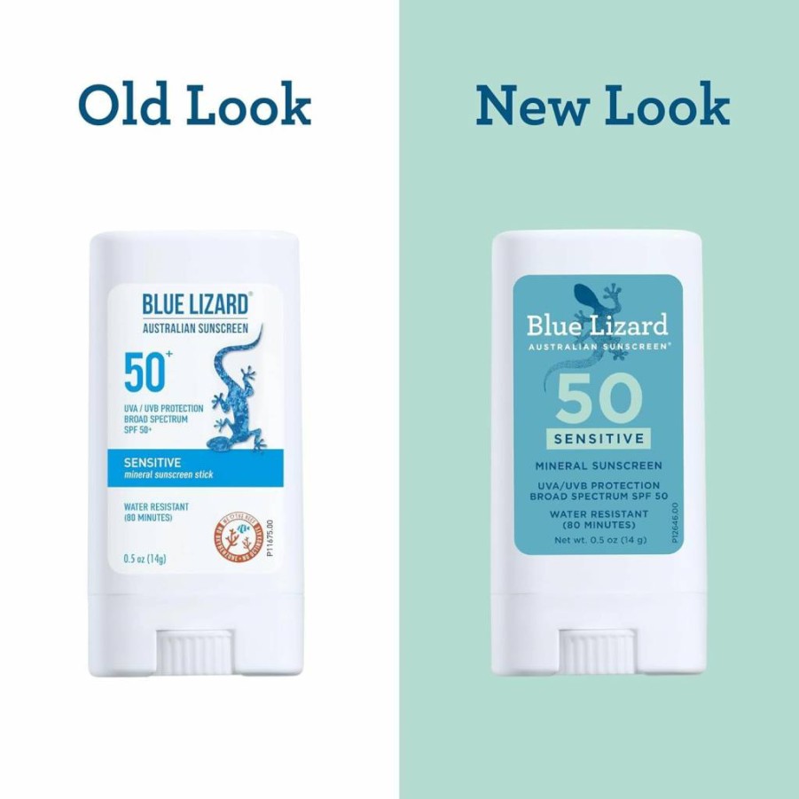 Blue Lizard Sensitive Mineral Sunscreen Stick SPF 50+ (3 Pack) – 0.5 Oz Each – Australian Formula, Fragrance-Free, Reef-Safe