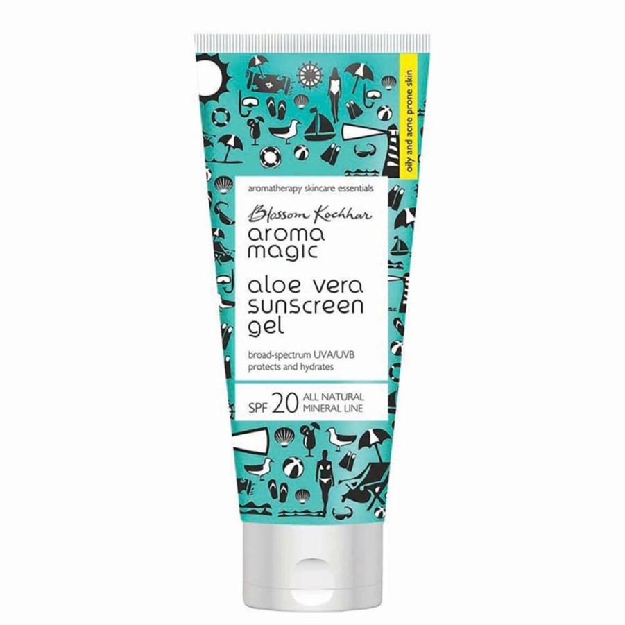Aroma Magic Aloe Vera SPF 20 Sunscreen Gel - 100ml Broad Spectrum UVA/UVB Protection, Natural Face & Body Sunblock for Men & Women