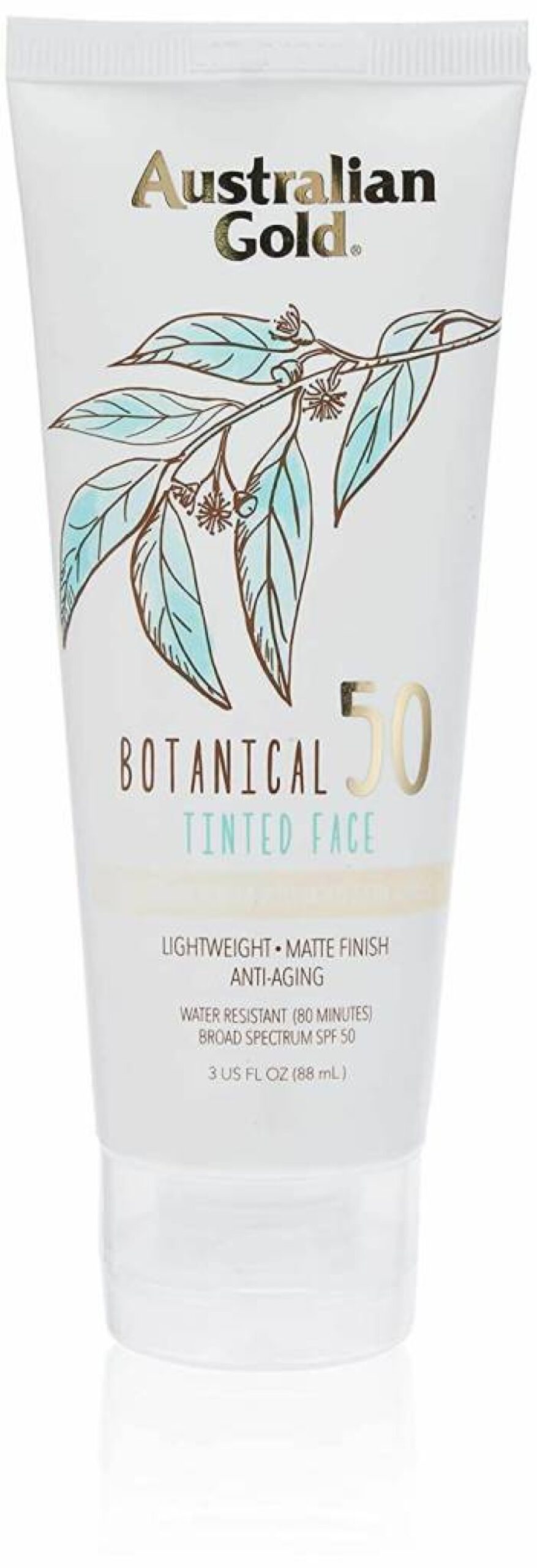 Australian Gold Botanical Mineral Sunscreen SPF 50 - Tinted Face Lotion, Broad Spectrum, Water Resistant, 3 Oz | Vegan & Natural Formula