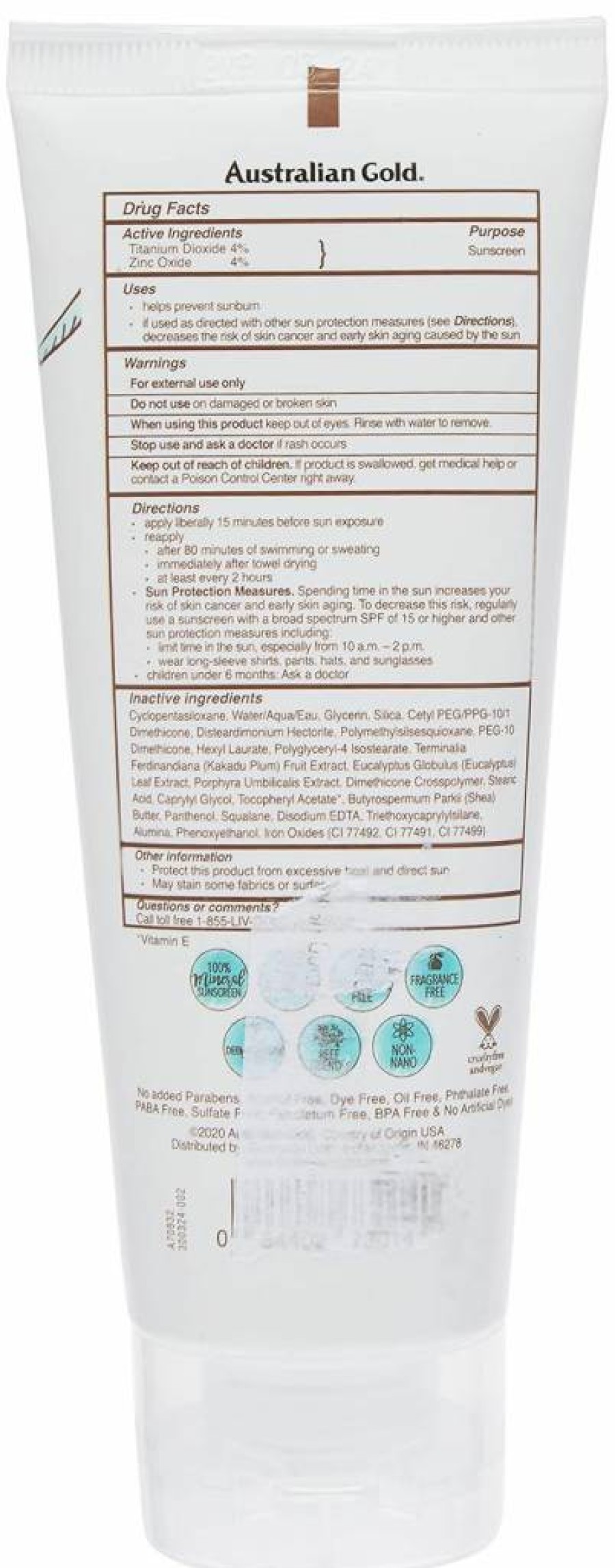 Australian Gold Botanical Mineral Sunscreen SPF 50 - Tinted Face Lotion, Broad Spectrum, Water Resistant, 3 Oz | Vegan & Natural Formula