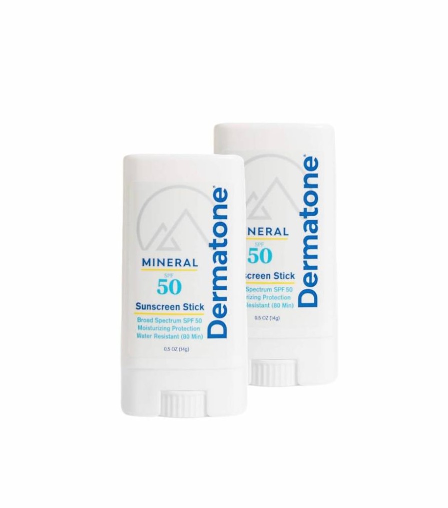 DERMATONE Mineral Sunscreen Stick SPF 50 - Zinc Oxide Broad Spectrum UVA/UVB Protection, Reef Safe, Water Resistant 80 Min, Fragrance Free, for Face & Body, 0.5 Oz