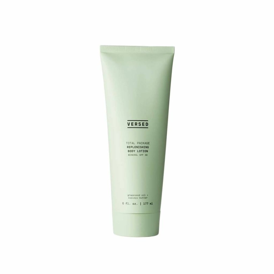 Versed Total Package Replenishing Body Lotion SPF 30 - Vegan Mineral Sunscreen with Zinc Oxide, Non-Greasy Moisturizer for Dry Skin, 6 Oz