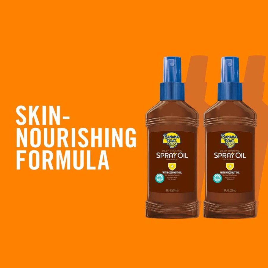 Banana Boat SPF 4 Dark Tanning Oil Spray Twin Pack – Water Resistant Sunscreen, 8 Oz Each (2-Pack)