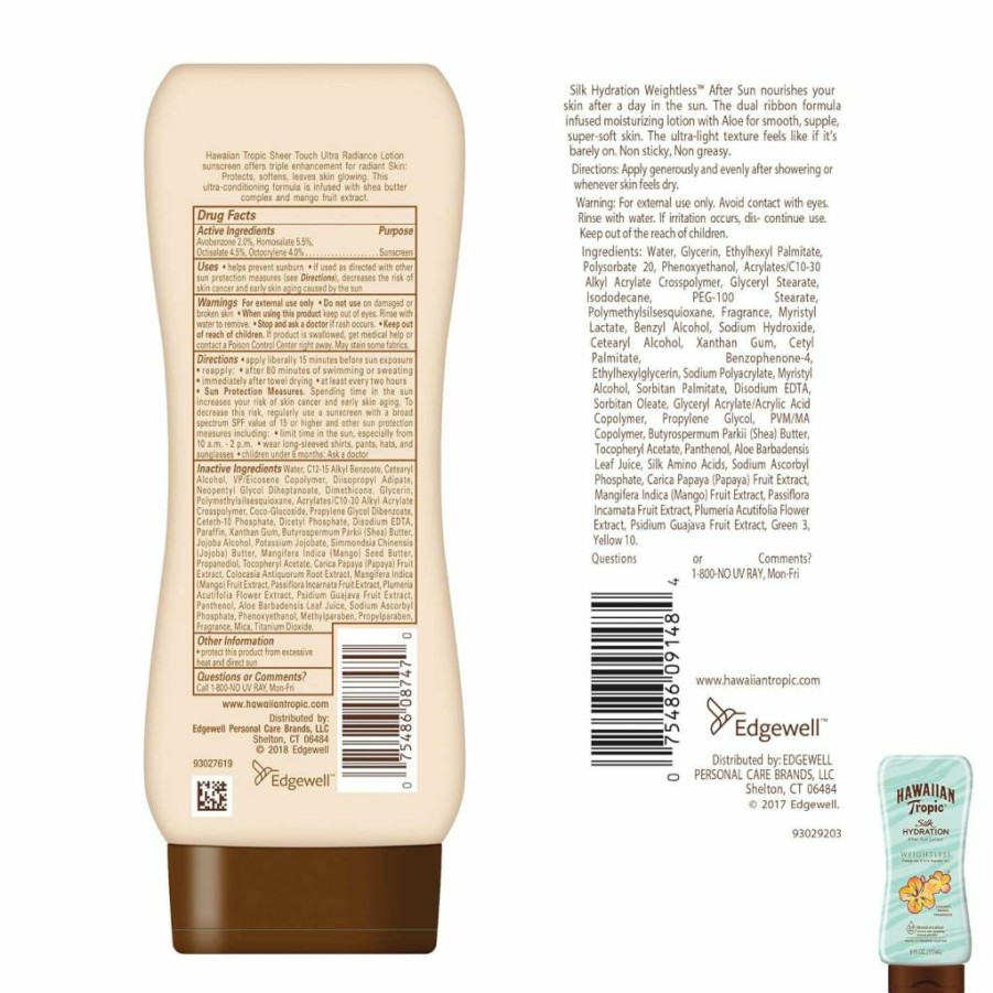 Hawaiian Tropic Sheer Touch Lotion Sunscreen SPF 50 Twin Pack – Broad Spectrum, Oxybenzone Free, 8 Oz Each (2-Pack)