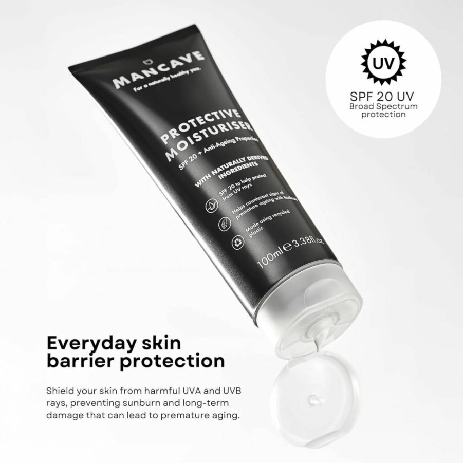 ManCave SPF 20 Natural Moisturiser for Men – 100ml Hydrating Face Cream with Sun Protection