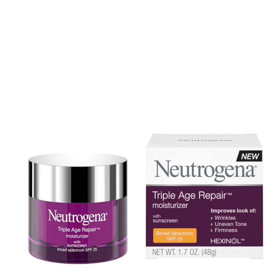 Neutrogena Triple Age Repair Anti-Aging Face Moisturizer with SPF 25 & Glycerin, 1.7 Oz - Dark Spot & Wrinkle Cream for Face & Neck with Shea Butter