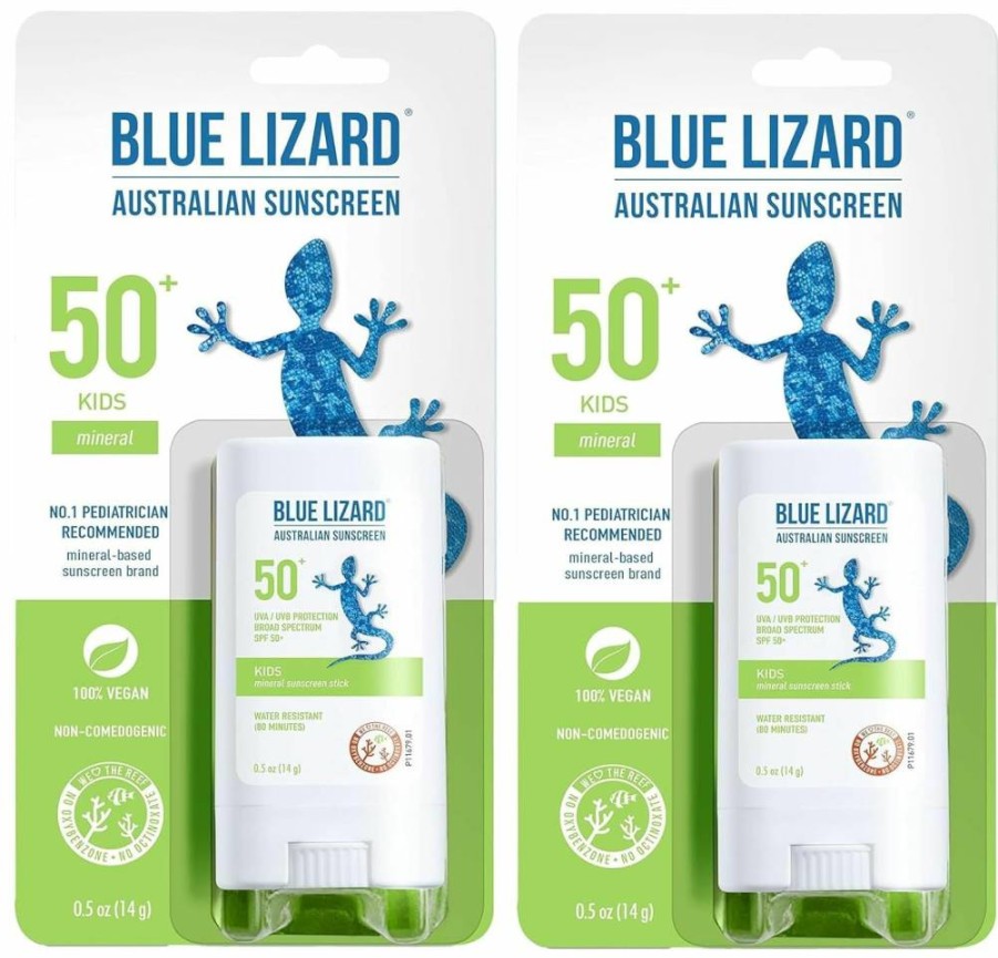 BLUE LIZARD Mineral Sunscreen Stick SPF 50+ with Zinc Oxide, Water Resistant, UVA/UVB Protection, Fragrance-Free, for Kids, 0.5 Oz