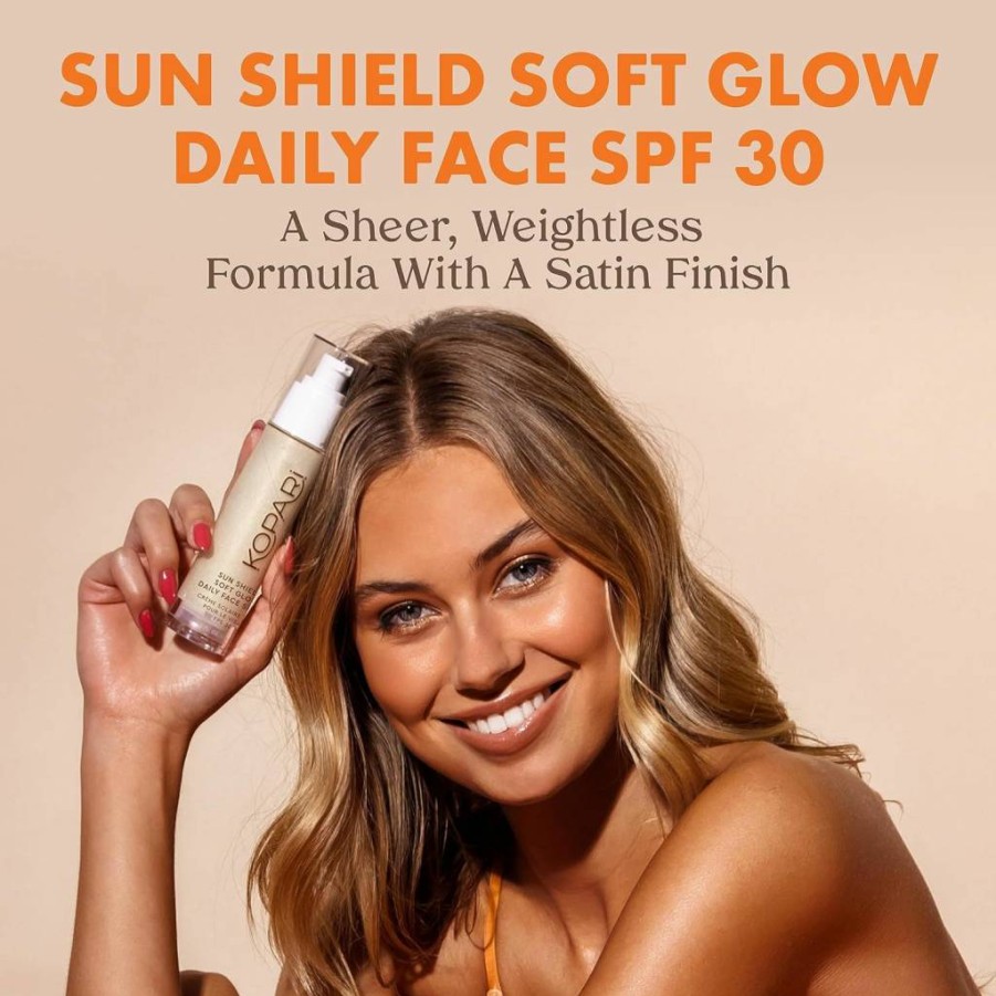 Kopari Sun Shield SPF 30 Daily Face Sunscreen - Lightweight, Sheer Glow, Hydrating Primer Under Makeup, 1.5 oz for Healthy Radiant Skin