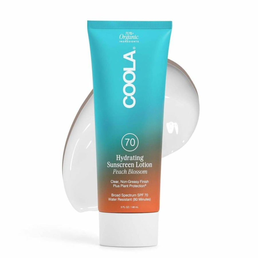 Amazon Coola Organic Sunscreen SPF 70 - Peach Blossom Scented Vegan & Gluten-Free Sunblock Lotion for Daily Body Protection, Dermatologist Tested, 5 Fl Oz
