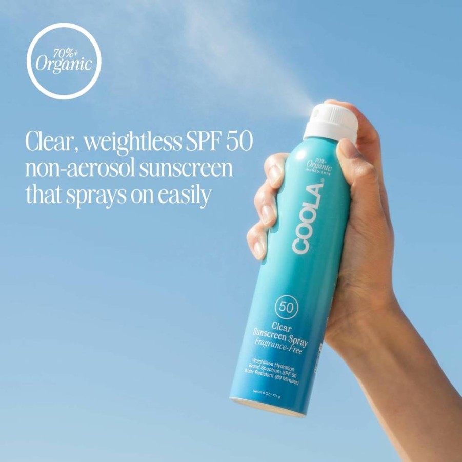 Amazon Coola Organic SPF 50 Sunscreen Spray - Dermatologist Tested, Vegan, Gluten & Fragrance Free Daily Sun Protection